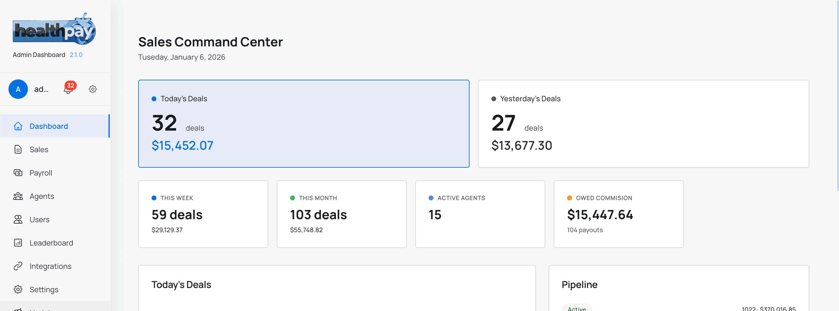 HealthPay Sales Command Center